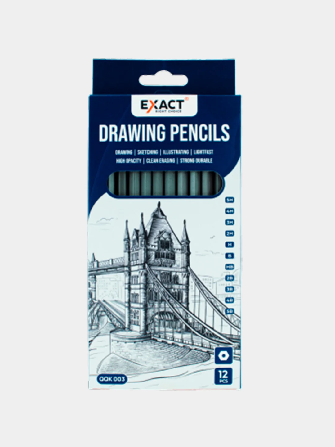 ЧЕРНЫЙ КАРАНДАШ HB PENCIL КОНСТРУКТОР ДЛЯ ЧЕРЧЕНИЯ 12 pcs EXACT QQK003