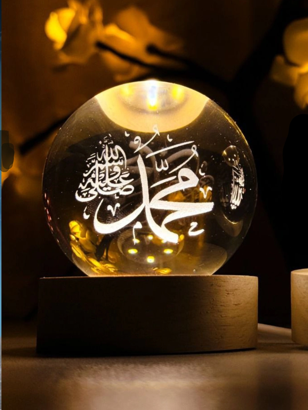 Kristal sharli tungi chiroq 3D.